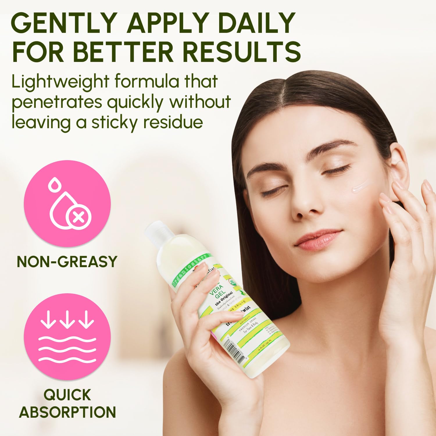 USDA Certified Organic Aloe Vera Gel 12 oz - Pure, Cold Pressed with Coconut, Lime & Verbena Essential Oils - Chemical-Free Skin & Hair Care from USA