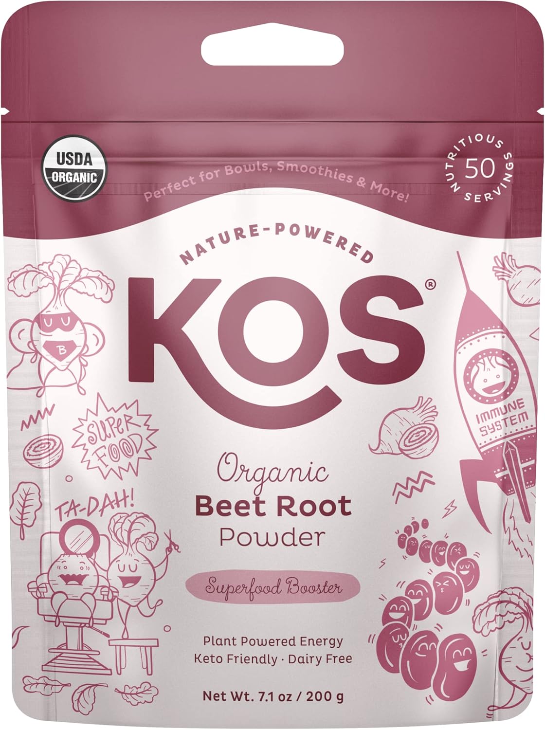 USDA Certified Organic Beet Root Powder for Stamina & Circulation - Non-GMO, Soy & Gluten-Free - 50 Servings