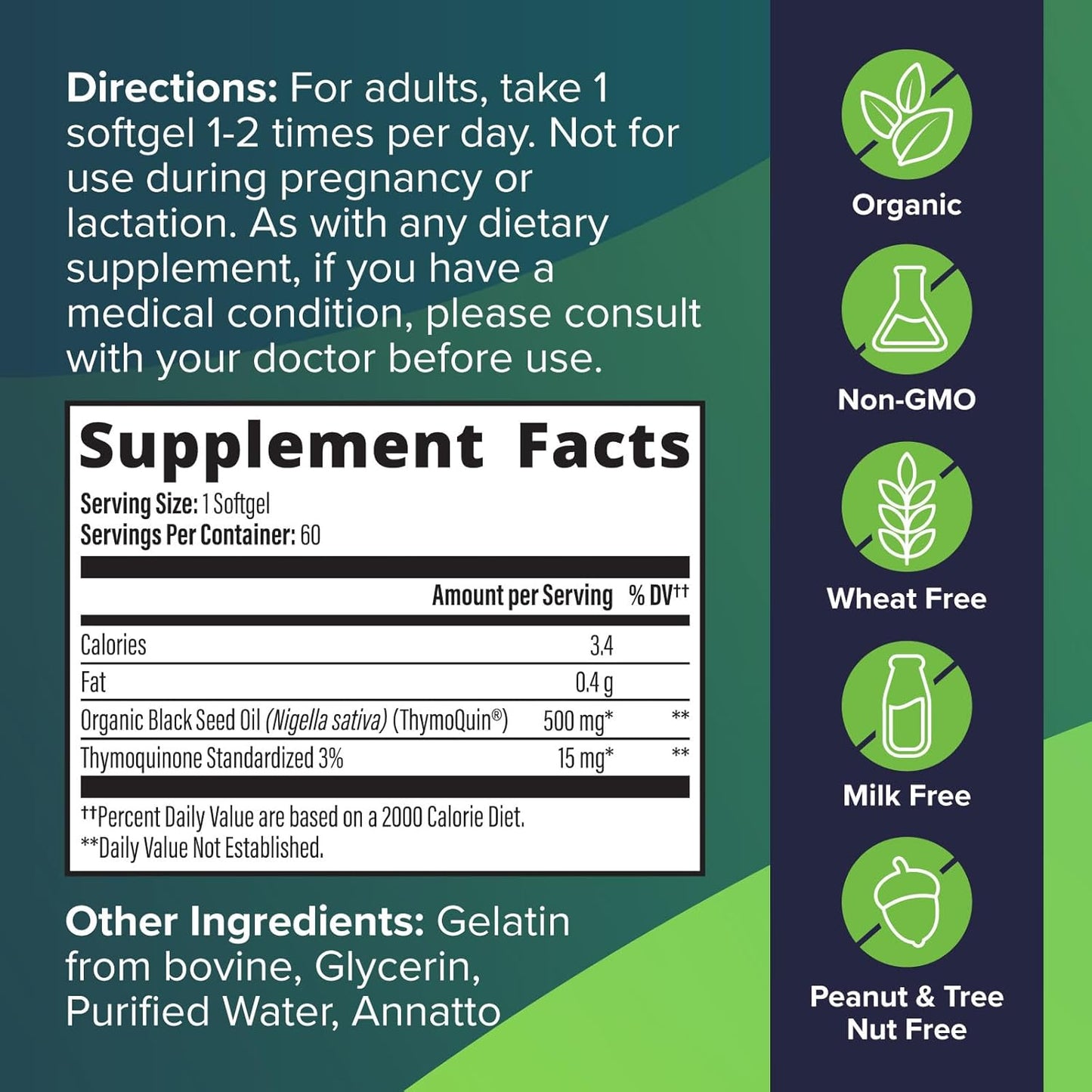 USDA Certified Organic Black Seed Oil 2 Pack | Cold-Pressed Nigella Sativa with 3% Thymoquinone | Immune, Skin, & Joint Health Support