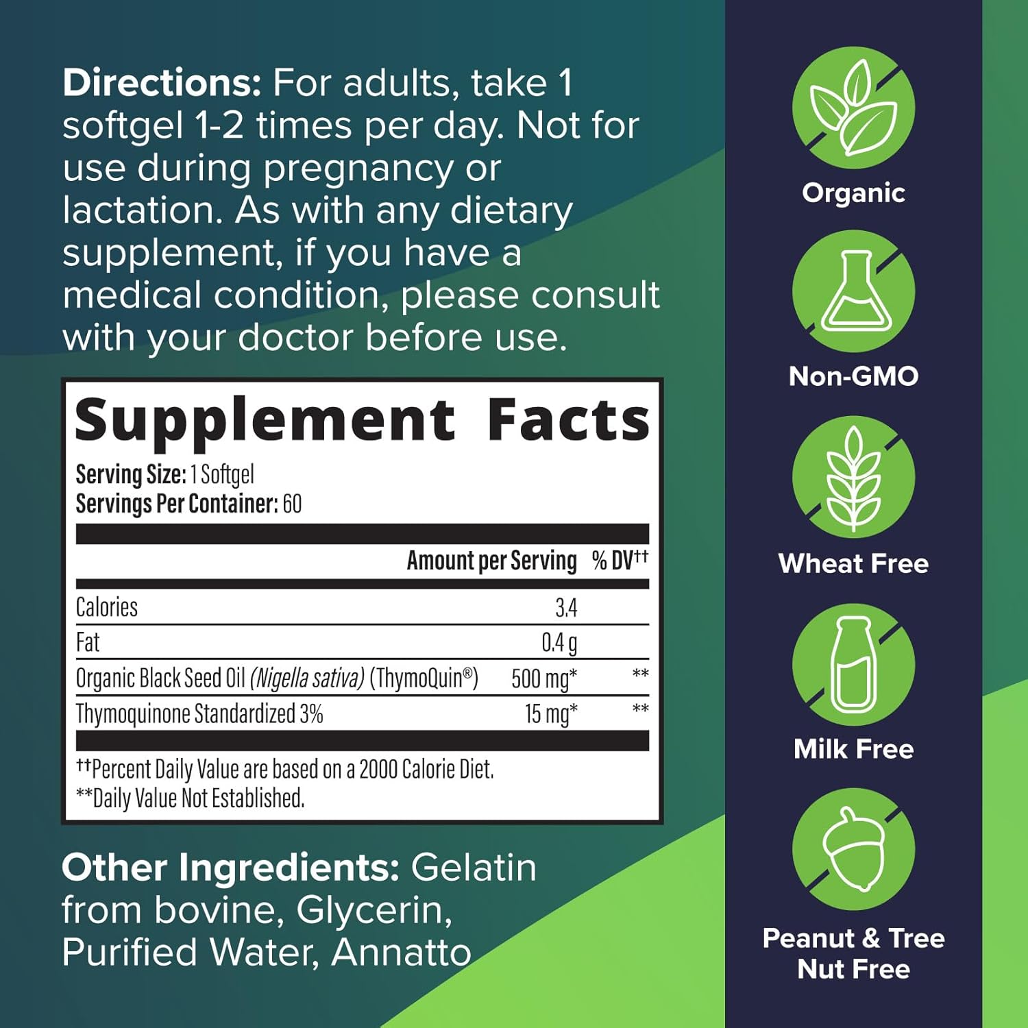 USDA Certified Organic Black Seed Oil 2 Pack | Cold-Pressed Nigella Sativa with 3% Thymoquinone | Immune, Skin, & Joint Health Support