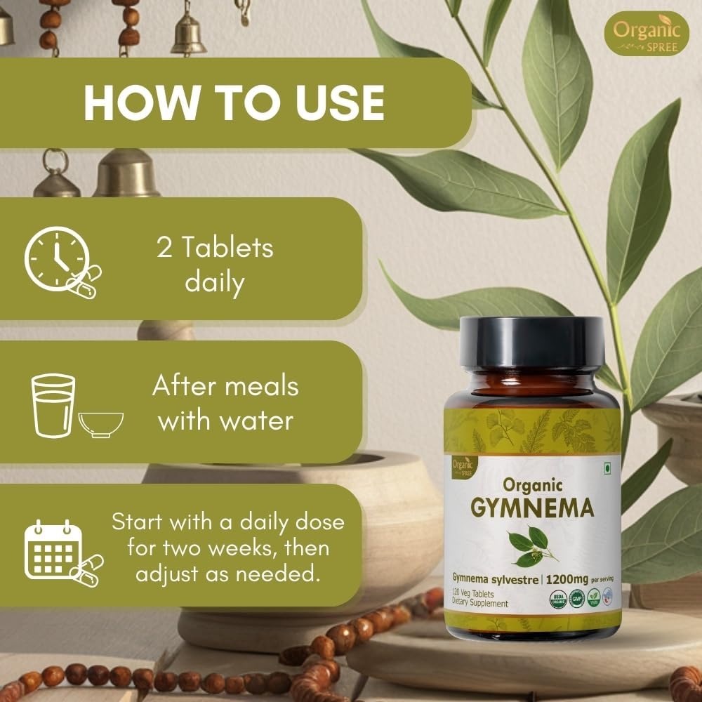 USDA Certified Organic Gymnema Sylvestre Tablets - Vegan Gymnema Supplement - 120 Tablets of Organic Spree Gymnema