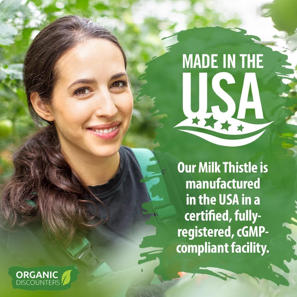 USDA Certified Organic Milk Thistle Capsules - 280 Count, 7500mg Strength, Vegan & Non-GMO - Rich in Silymarin Flavonoids - All-Natural Herbal Supplement