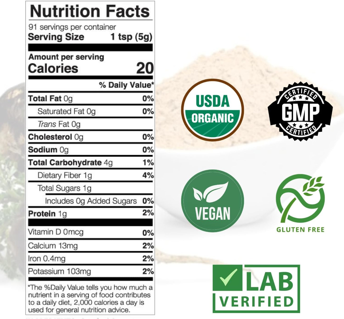 USDA Certified Organic Raw Peruvian Black Maca Root Powder - Premium Superfood for Men & Women, Enhance Muscle Recovery, Boost Workouts - Non-GMO, Vegan - 16 oz