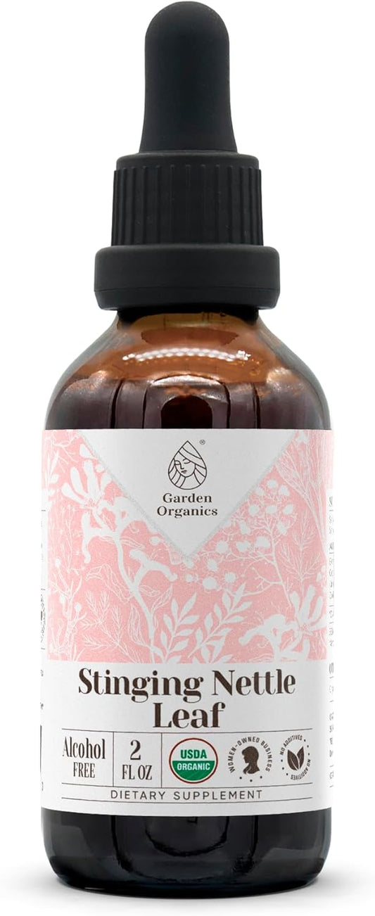 USDA Organic Alcohol-Free Stinging Nettle Leaf Extract | High-Potency Dietary Supplement Tincture | Certified Organic Urtica Dioica Dried Leaf (2 oz)