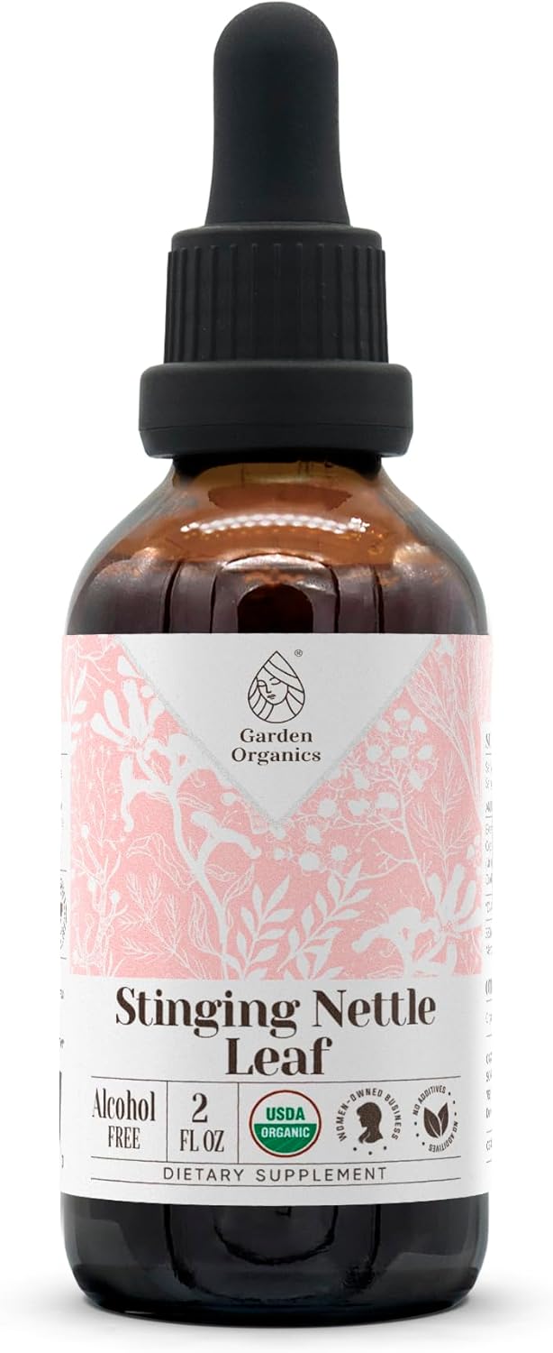 USDA Organic Alcohol-Free Stinging Nettle Leaf Extract | High-Potency Dietary Supplement Tincture | Certified Organic Urtica Dioica Dried Leaf (2 oz)