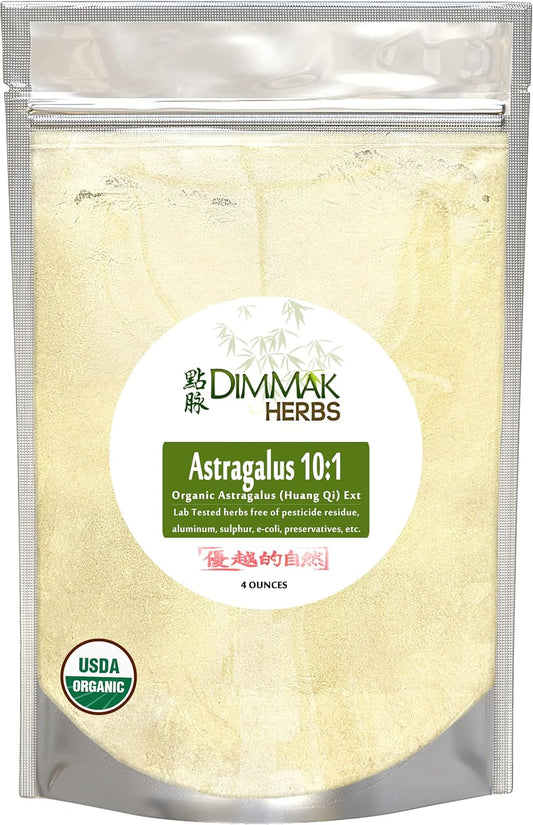 USDA Organic Astragalus 10:1 Extract Powder & Huang Qi Granules - 4oz/112g by Dimmak Herbs