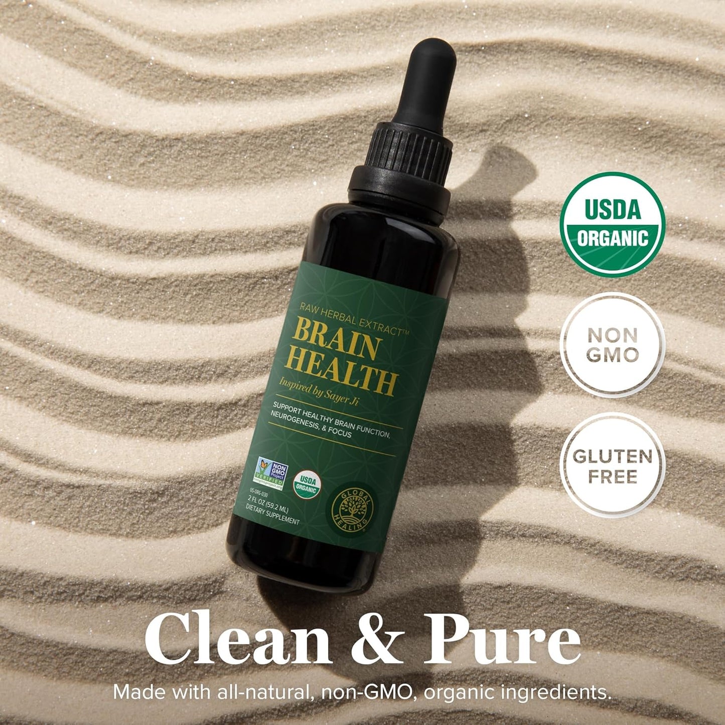 USDA Organic Brain Health Supplements for Memory & Focus - Nootropic Formula for Mental Clarity - Advanced Focus Support for Adults - 2 Fl Oz