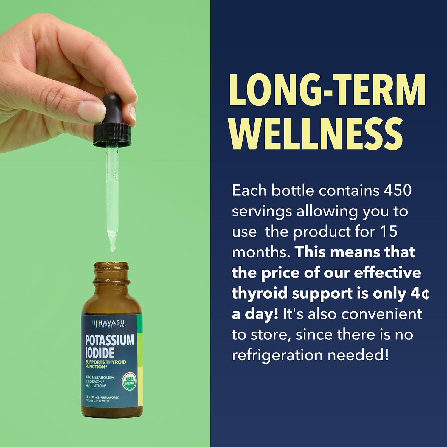 USDA Organic Iodine Liquid Drops for Thyroid Health & Hormone Balance - 1-Year Supply - 1 Fl Oz - Vegan, Non-GMO, Gluten-Free