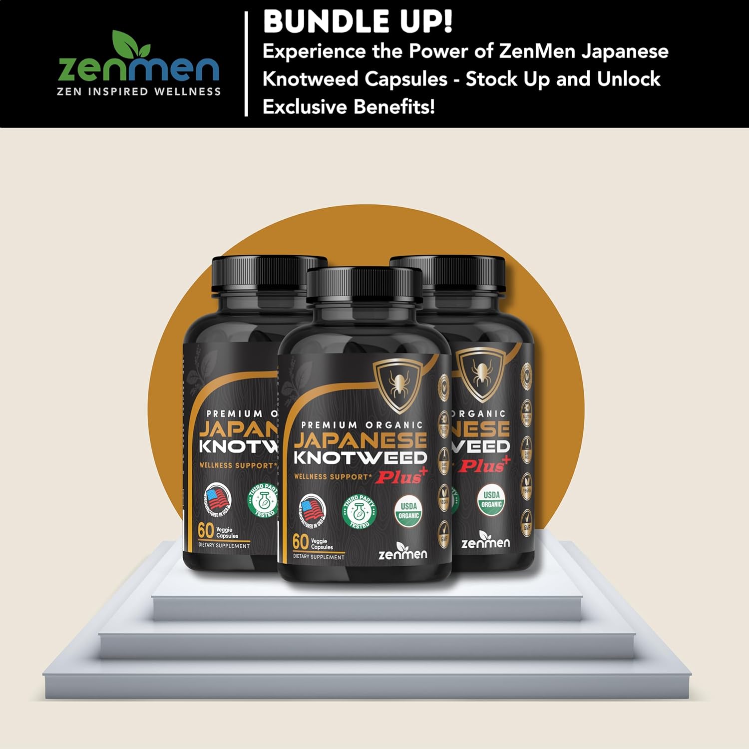 USDA Organic Japanese Knotweed Capsules - Pure Resveratrol Source - Immune System Support - 60 Capsules, Made in USA