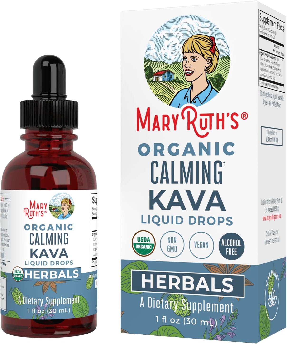USDA Organic Kava Root Herbal Supplement Drop for Sleep, Stress Relief & Relaxation - Vegan, Non-GMO, Sugar & Gluten Free - 30 Servings