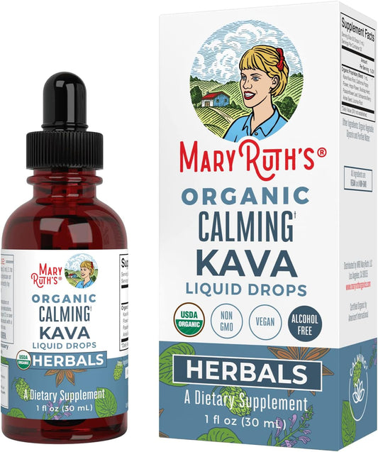 USDA Organic Kava Root Herbal Supplement Drop for Sleep, Stress Relief & Relaxation - Vegan, Non-GMO, Sugar & Gluten Free - 30 Servings