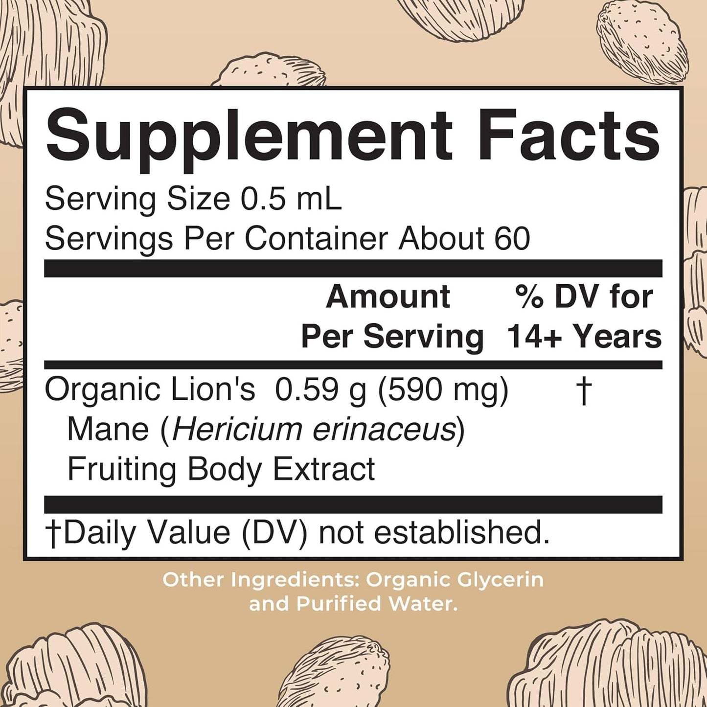 USDA Organic Lions Mane Mushroom Supplement for Brain Health - 2 Month Supply - Non-GMO Vegan Liquid Drops - Alcohol-Free Tincture