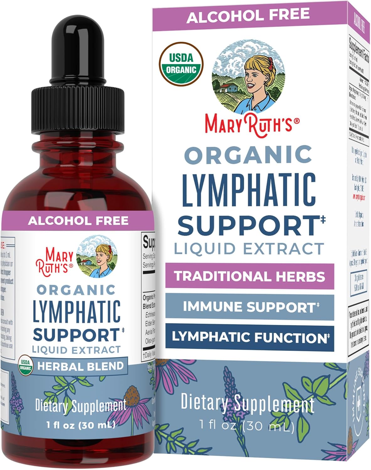 USDA Organic Lymphatic Support Drops with Echinacea & Elderberry - Immune Boosting Supplement for Vegan & Non-GMO Diets - 30 Servings