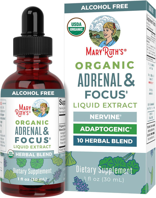 USDA Organic Nootropic Focus Supplement with Ginkgo Biloba for Brain, Memory, and Adrenal Support by MaryRuth Organics