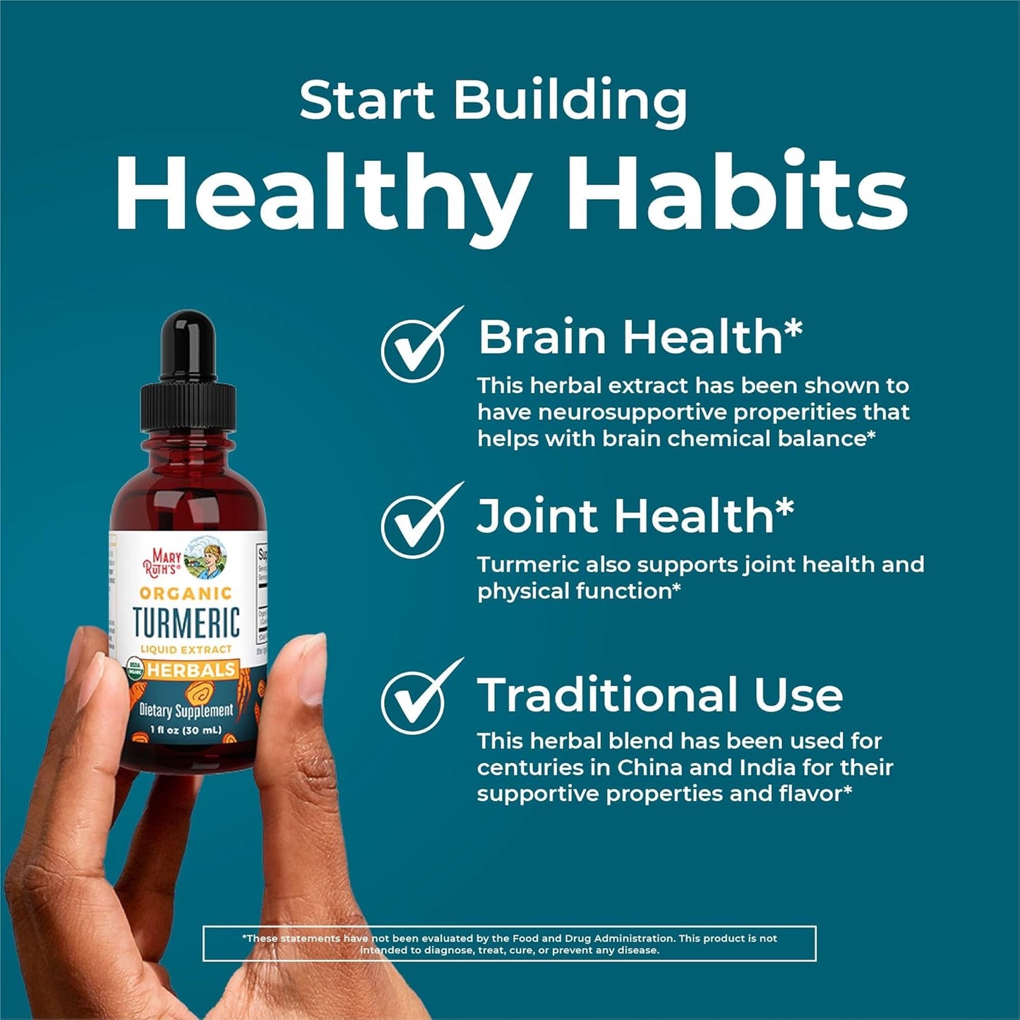 USDA Organic Turmeric Curcumin Liquid Drops | Joint & Liver Support | Non-GMO & Vegan | 1 Fl Oz