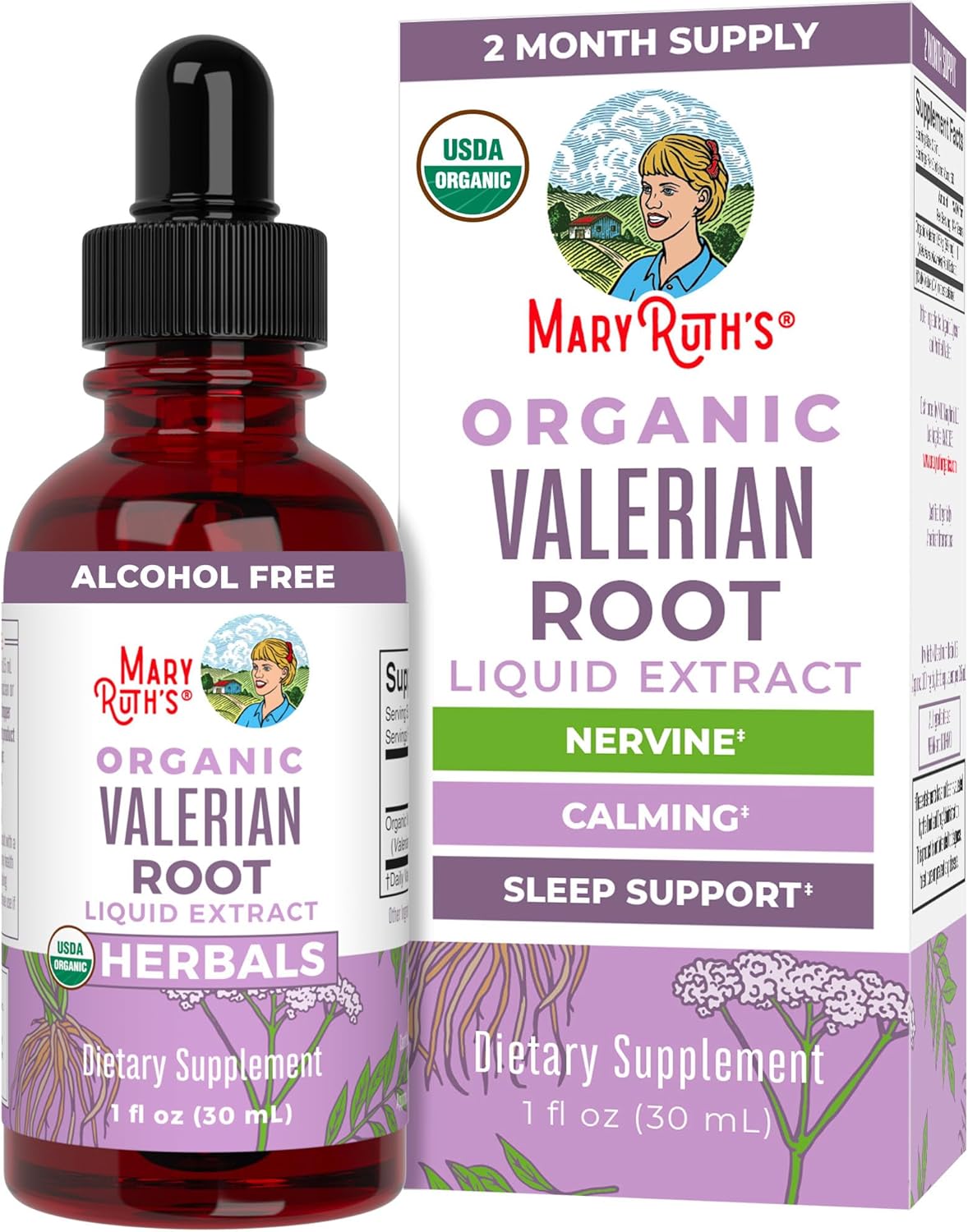 USDA Organic Valerian Root Liquid Drops - 2 Month Supply - Sugar Free - Sleep Support - Stress Relief - Vegan - Non-GMO - Gluten Free - 60 Servings