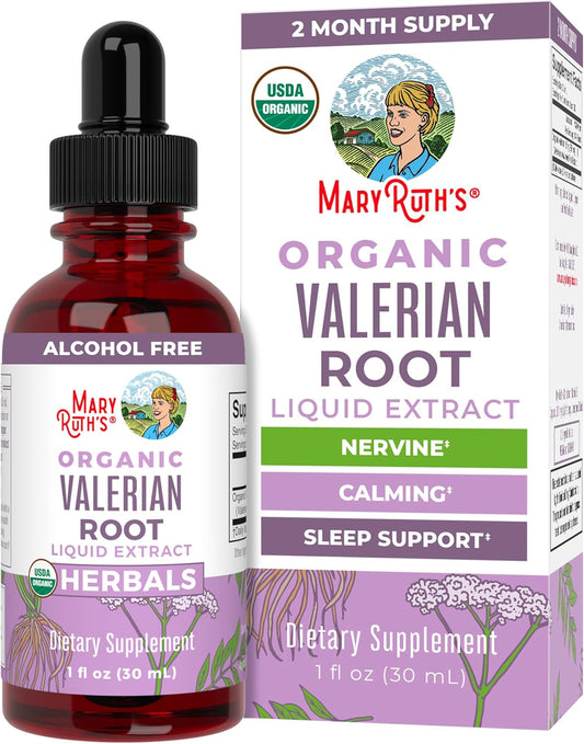 USDA Organic Valerian Root Liquid Drops - 2 Month Supply - Sugar Free - Sleep Support - Stress Relief - Vegan - Non-GMO - Gluten Free - 60 Servings