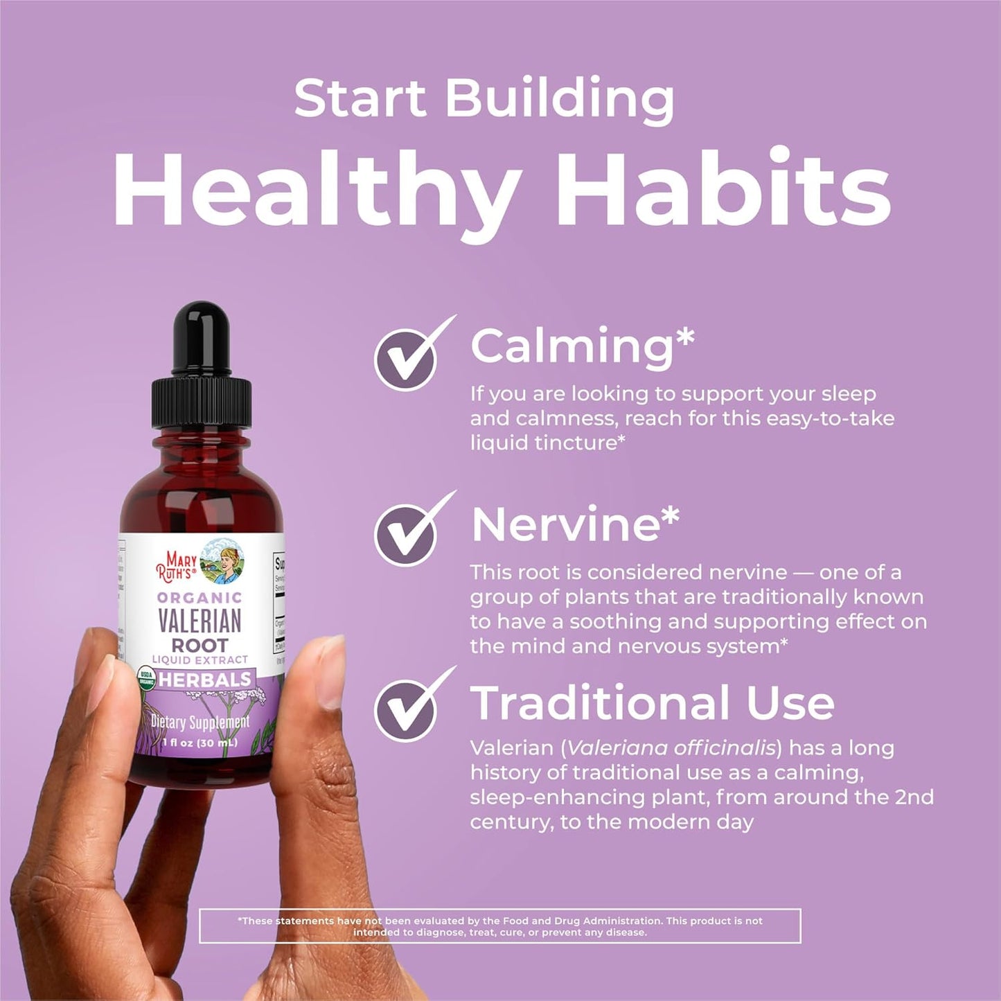 USDA Organic Valerian Root Liquid Drops - 2 Month Supply - Sugar Free - Sleep Support - Stress Relief - Vegan - Non-GMO - Gluten Free - 60 Servings