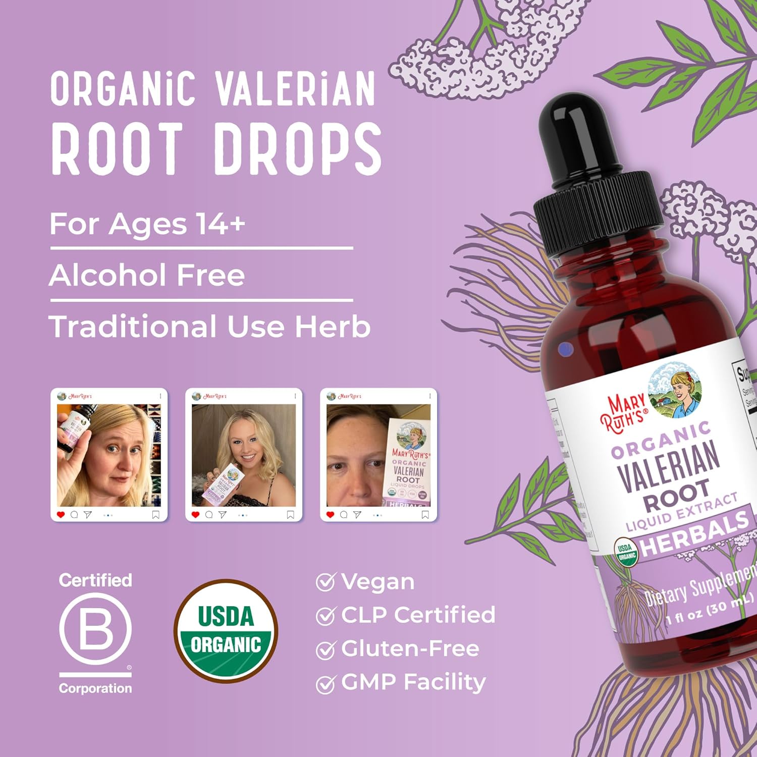 USDA Organic Valerian Root Liquid Drops - 2 Month Supply - Sugar Free - Sleep Support - Stress Relief - Vegan - Non-GMO - Gluten Free - 60 Servings