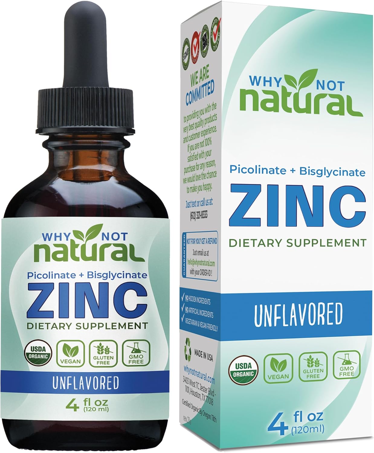 USDA Organic Vegan Liquid Zinc Drops Supplement with Chelated Zinc Picolinate - Natural and Organic