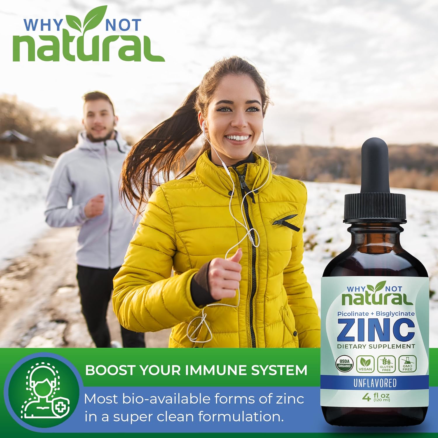 USDA Organic Vegan Liquid Zinc Drops Supplement with Chelated Zinc Picolinate - Natural and Organic