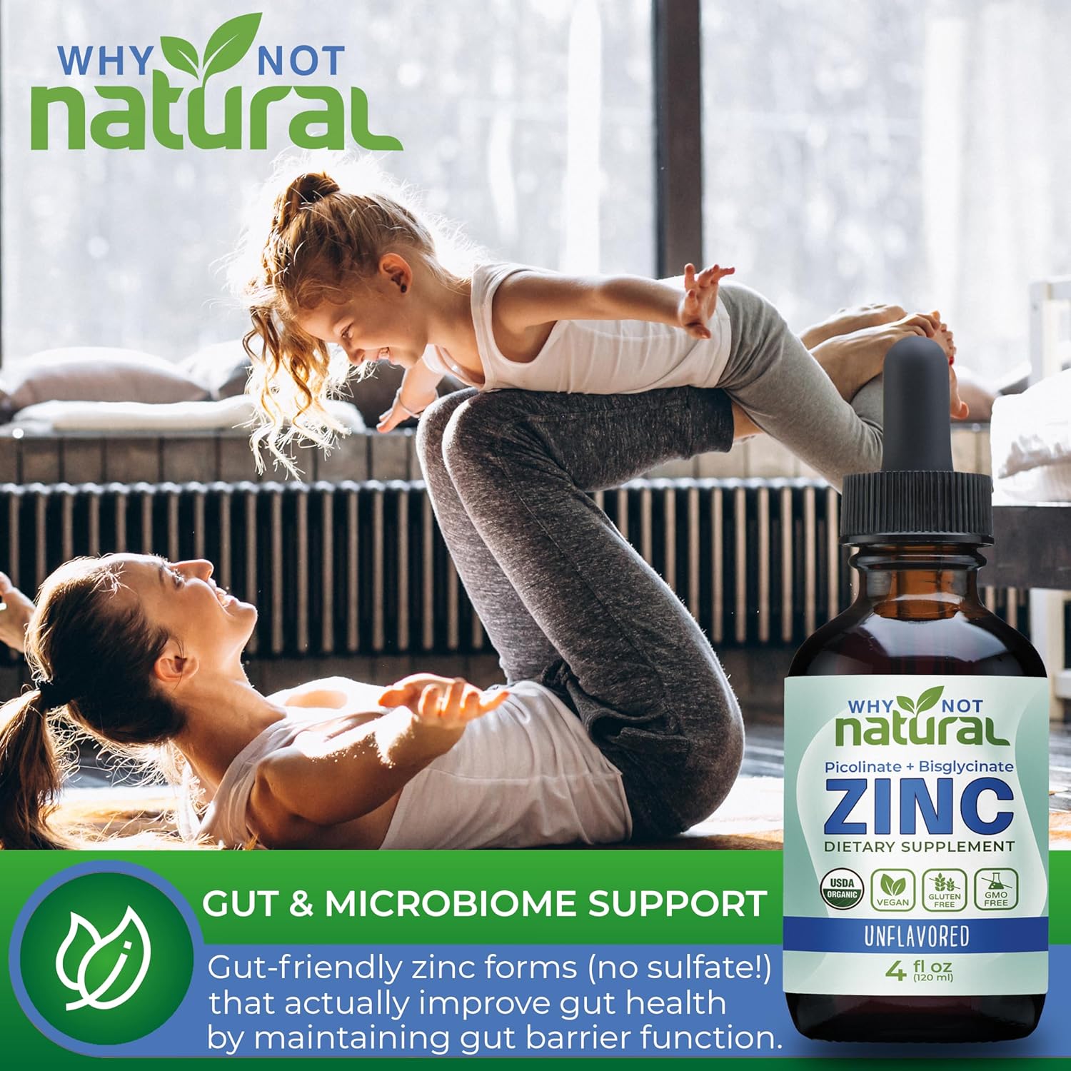 USDA Organic Vegan Liquid Zinc Drops Supplement with Chelated Zinc Picolinate - Natural and Organic