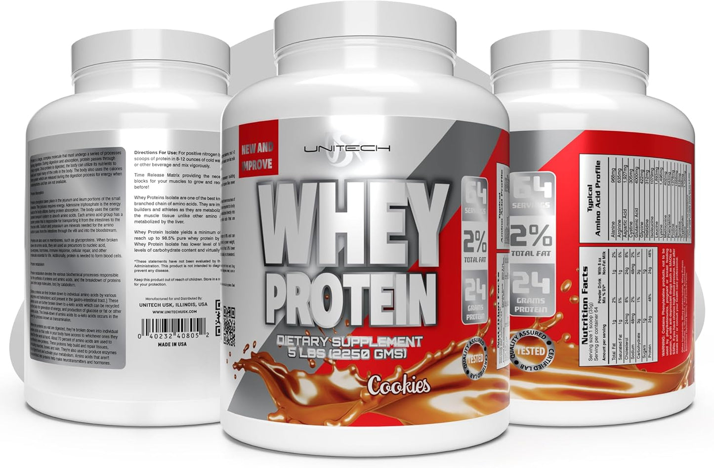 USK UNITECH Whey Cookies Protein Powder 80oz for Muscle Repair & Metabolism | Essential Amino Acids, Enzymes, Minerals | Cookies Flavor Sports Supplement