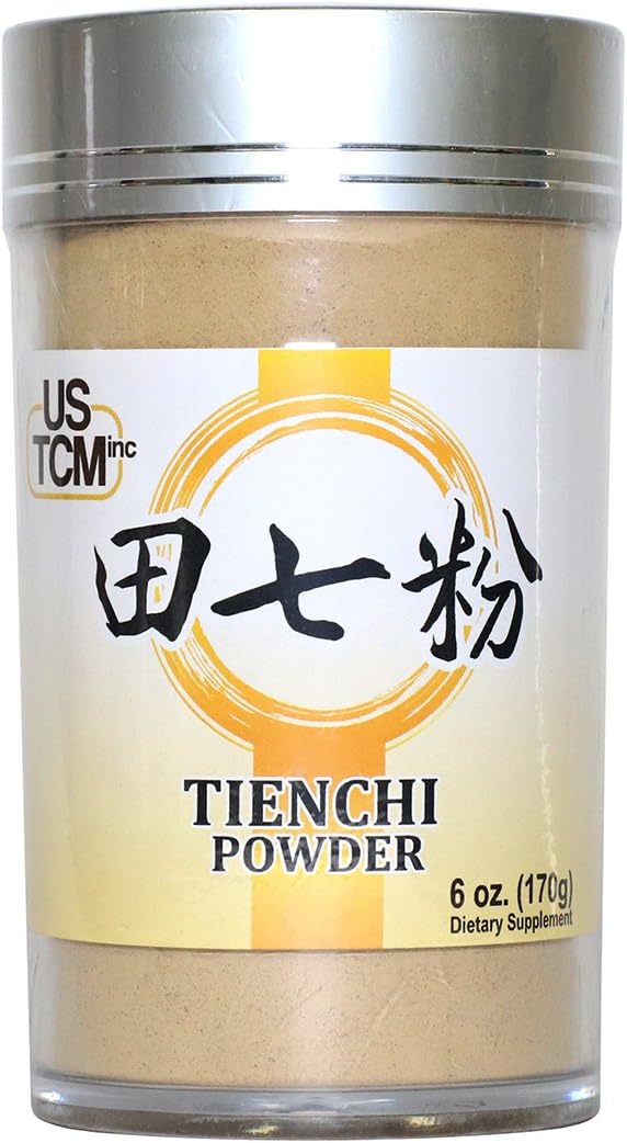 USTCM 100% Pure Tienchi Powder - Notoginseng Sanqi Ginseng Powder 田七粉 120mesh (6oz)
