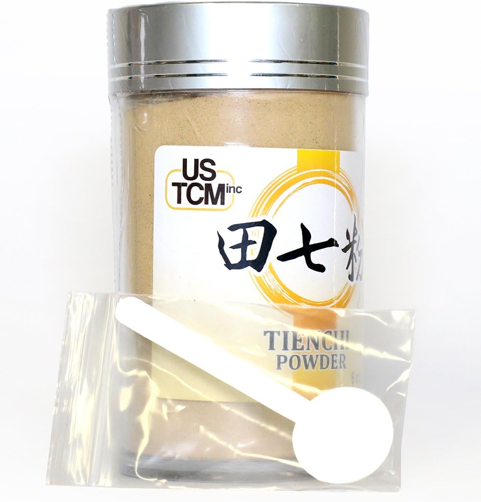 USTCM 100% Pure Tienchi Powder - Notoginseng Sanqi Ginseng Powder 田七粉 120mesh (6oz)