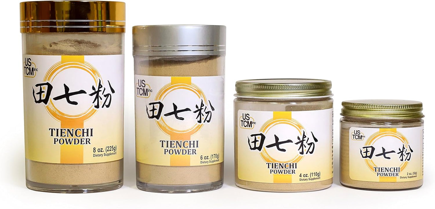 USTCM 100% Pure Tienchi Powder - Notoginseng Sanqi Ginseng Powder 田七粉 120mesh (6oz)