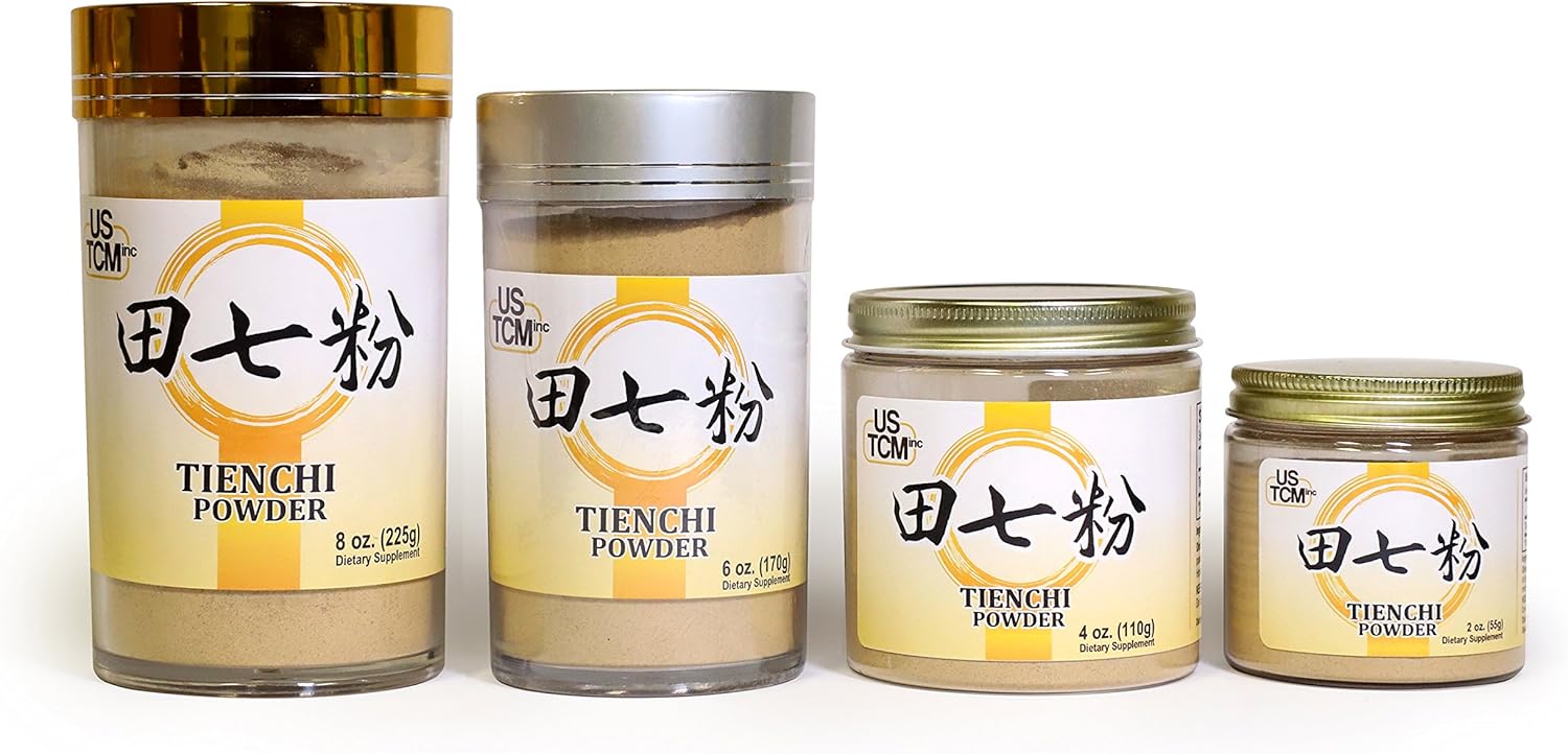 USTCM 100% Pure Tienchi Powder - Notoginseng Sanqi Ginseng Powder 田七粉 120mesh (6oz)