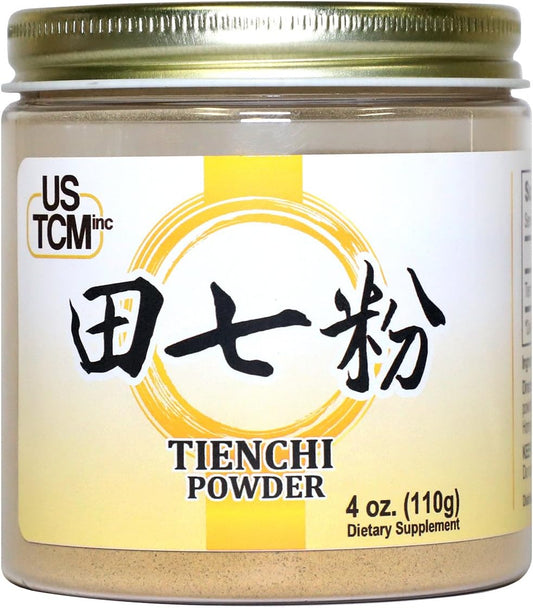 USTCM 100% Pure Tienchi Powder Pseudoginseng Notoginseng Sanqi Ginseng 田七粉 120mesh (4oz) - Premium Quality Herbal Supplement