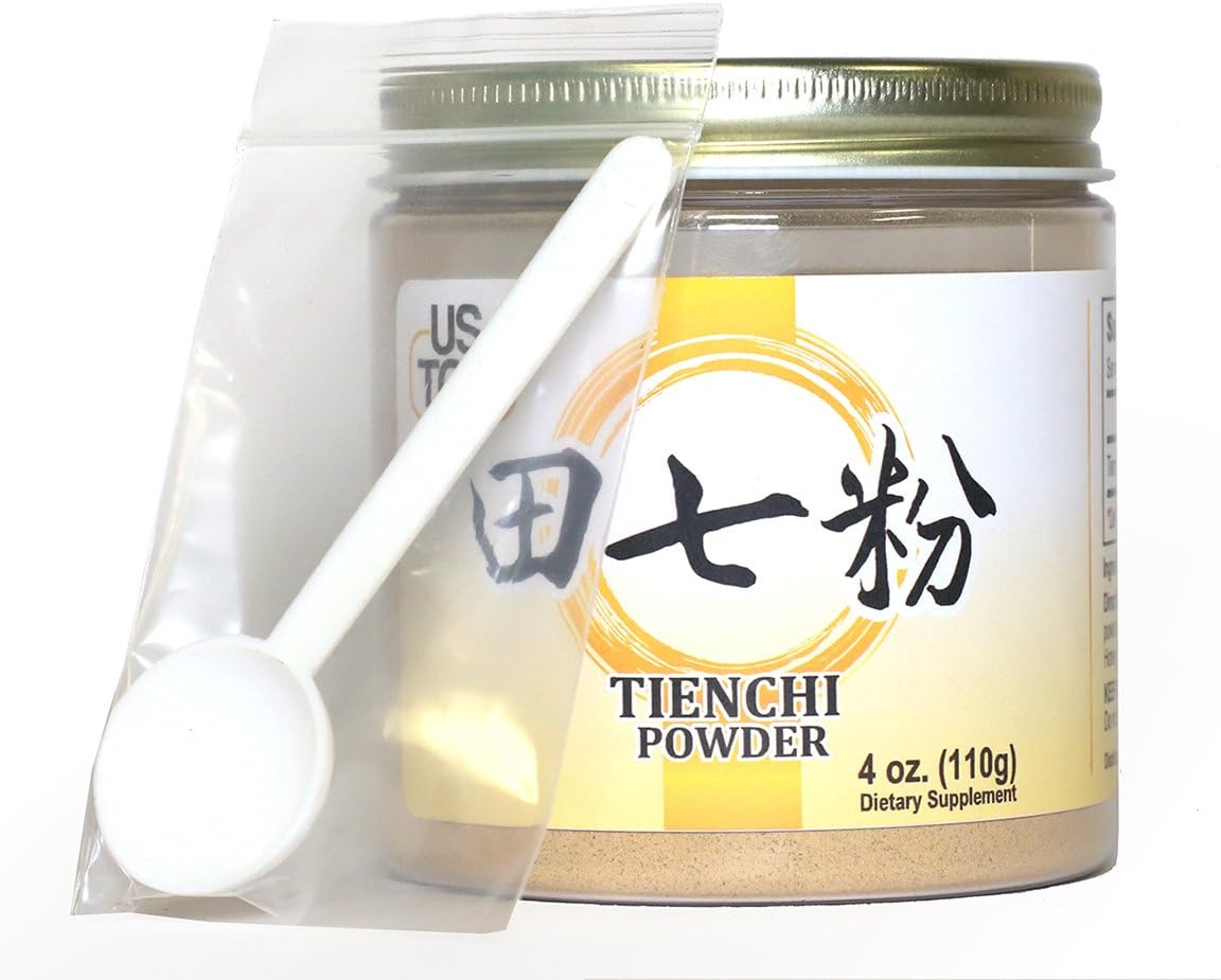 USTCM 100% Pure Tienchi Powder Pseudoginseng Notoginseng Sanqi Ginseng 田七粉 120mesh (4oz) - Premium Quality Herbal Supplement
