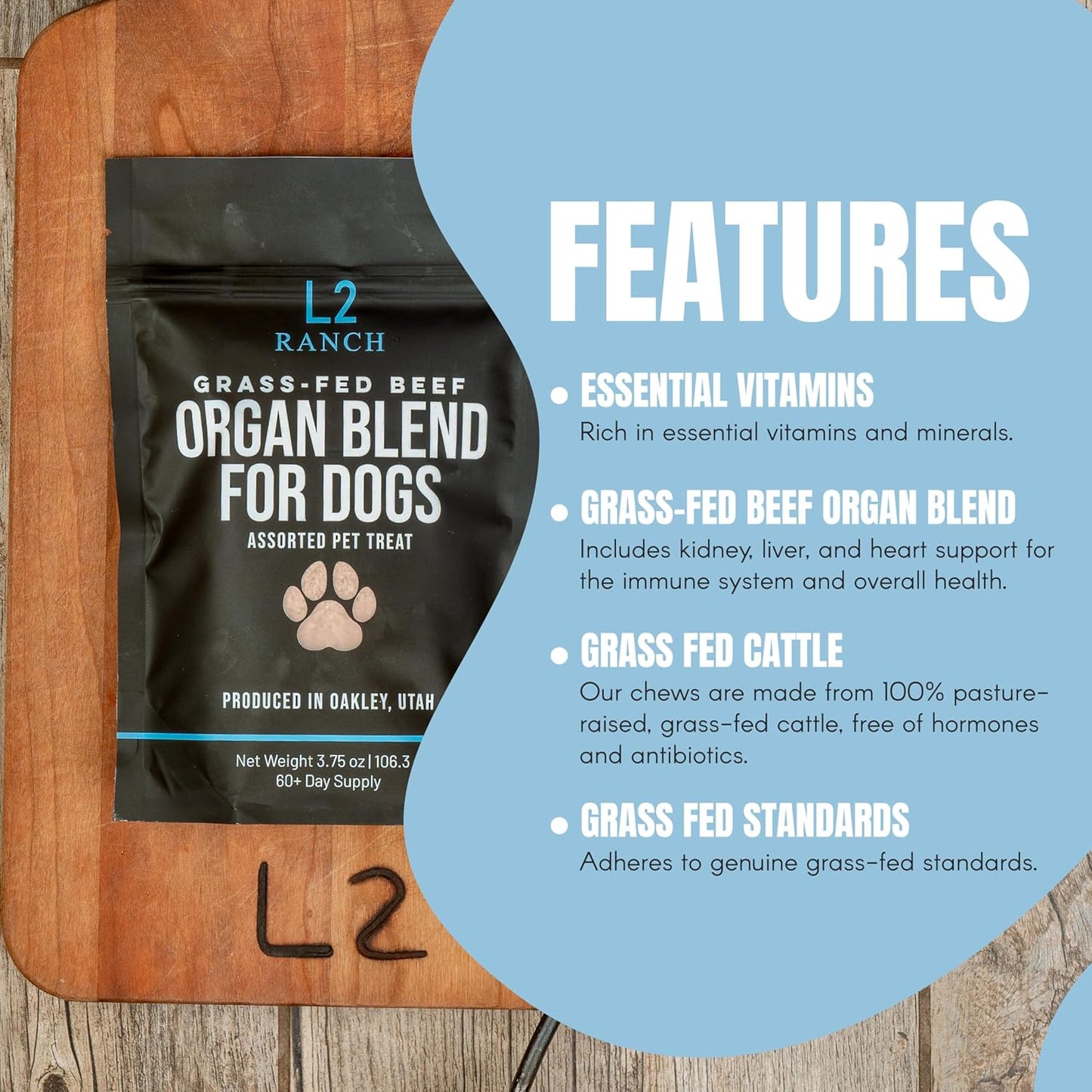 Utah Family-Owned Ranch Grass-Fed Beef Organ Blend for Dogs | 60-Day Supply | Best Dog Organ Supplement | Beef Kidney for Training & Treats | All Breeds