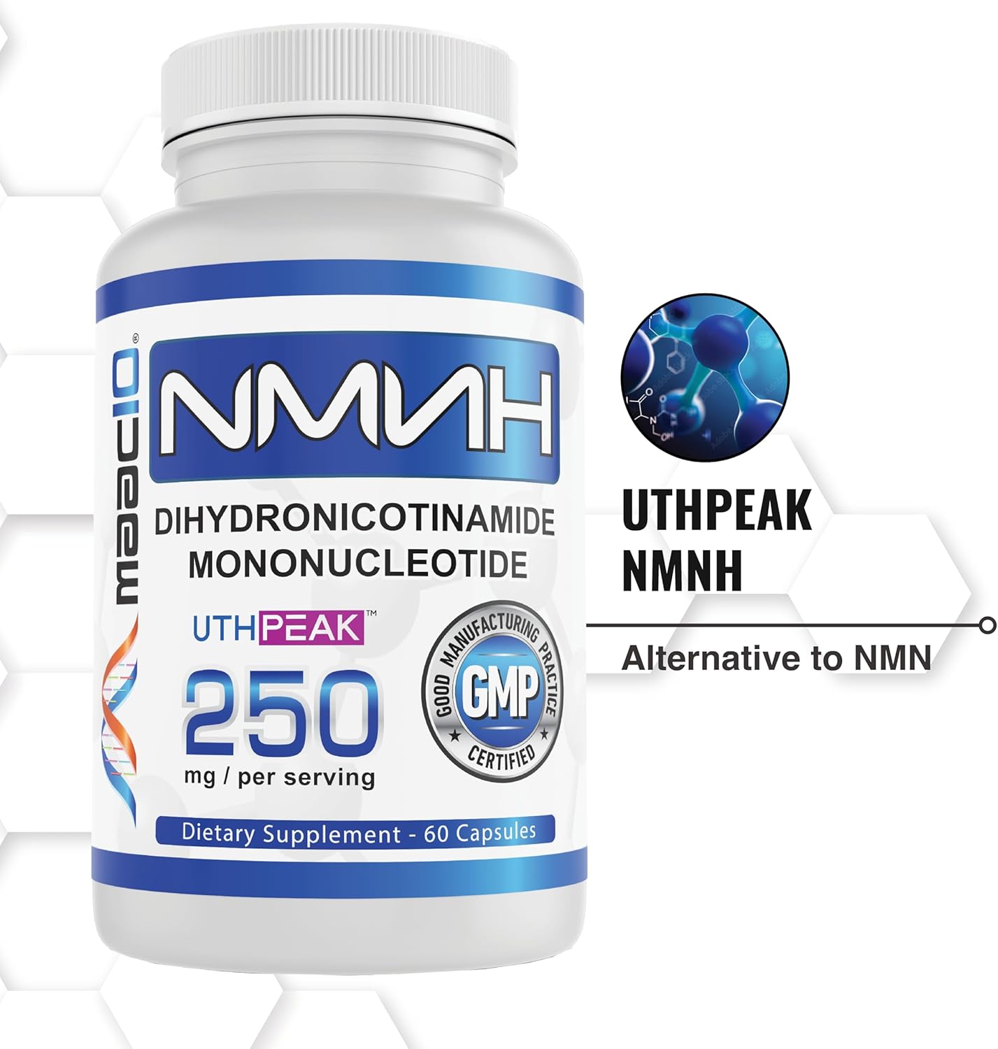 Uthpeak™ NMNH Supplement 250mg | Dihydronicotinamide Mononucleotide Alternative | Enhanced Stability | 30-Day Supply