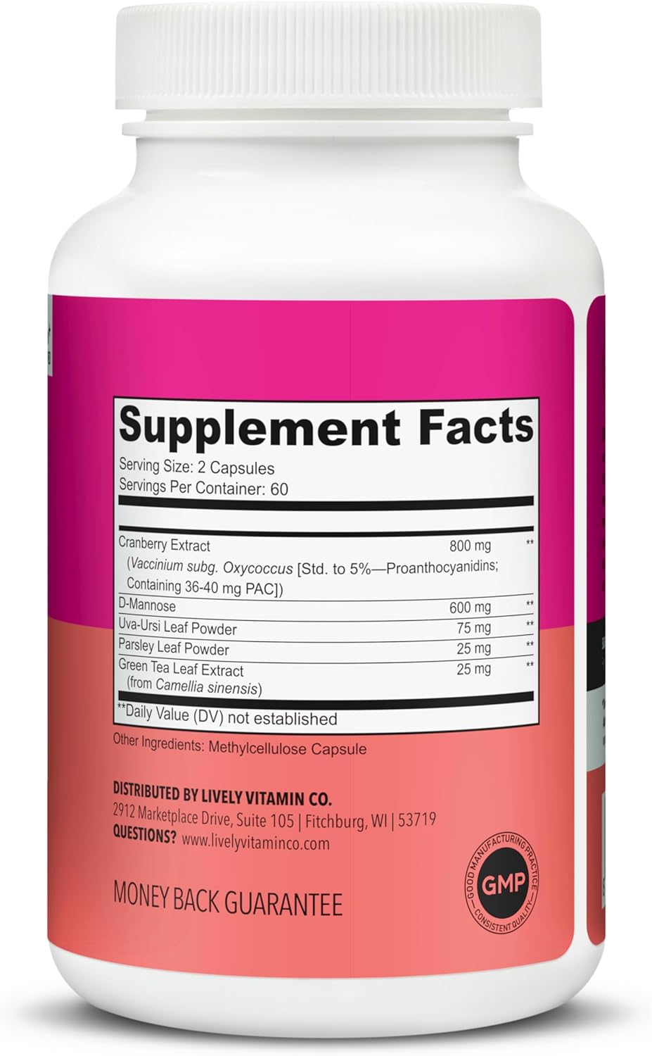 UTI BFF Supplement for Bladder & Prostate Health - Urinary Tract Infections - Cranberry, Holy Basil, Green Tea, D-Mannose - 120 Capsules