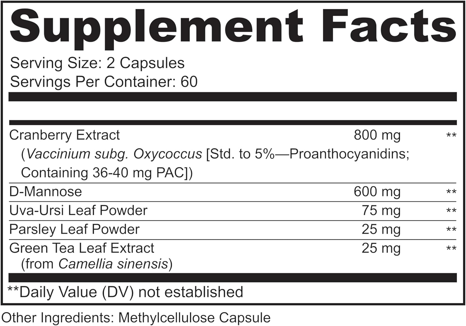 UTI BFF Supplement for Bladder & Prostate Health - Urinary Tract Infections - Cranberry, Holy Basil, Green Tea, D-Mannose - 120 Capsules