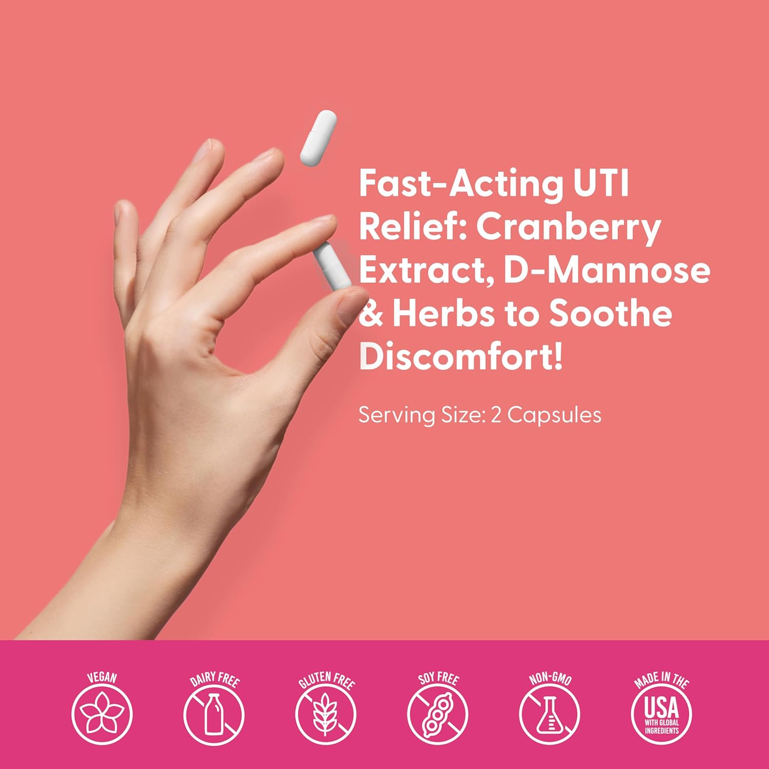 UTI BFF Supplement for Bladder & Prostate Health - Urinary Tract Infections - Cranberry, Holy Basil, Green Tea, D-Mannose - 120 Capsules