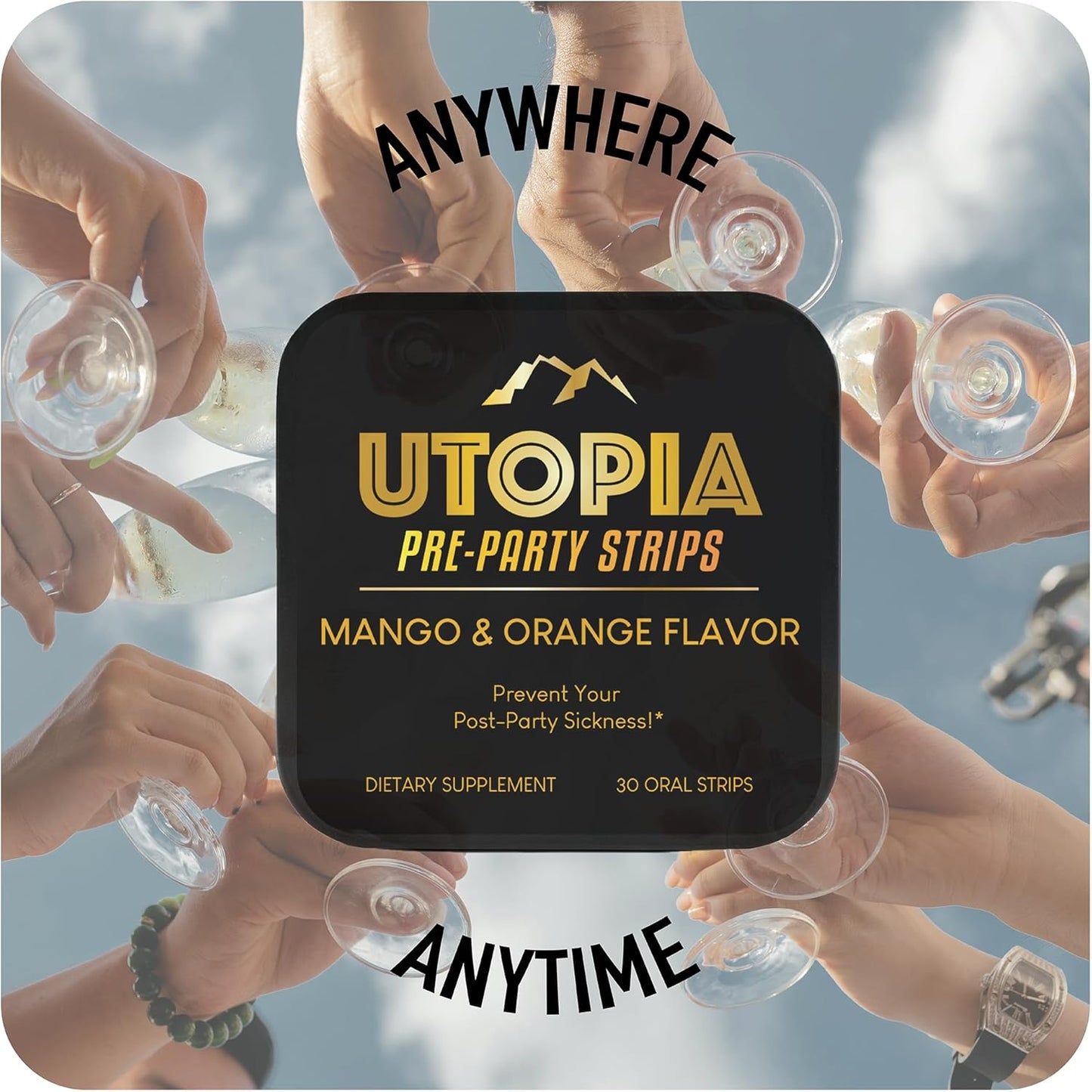 UTOPIA Strips Liver Support Supplement with Turmeric Curcumin - 30 Count - Fast-Acting Natural Mango Flavored Pre-Alcohol Relief for Partygoers