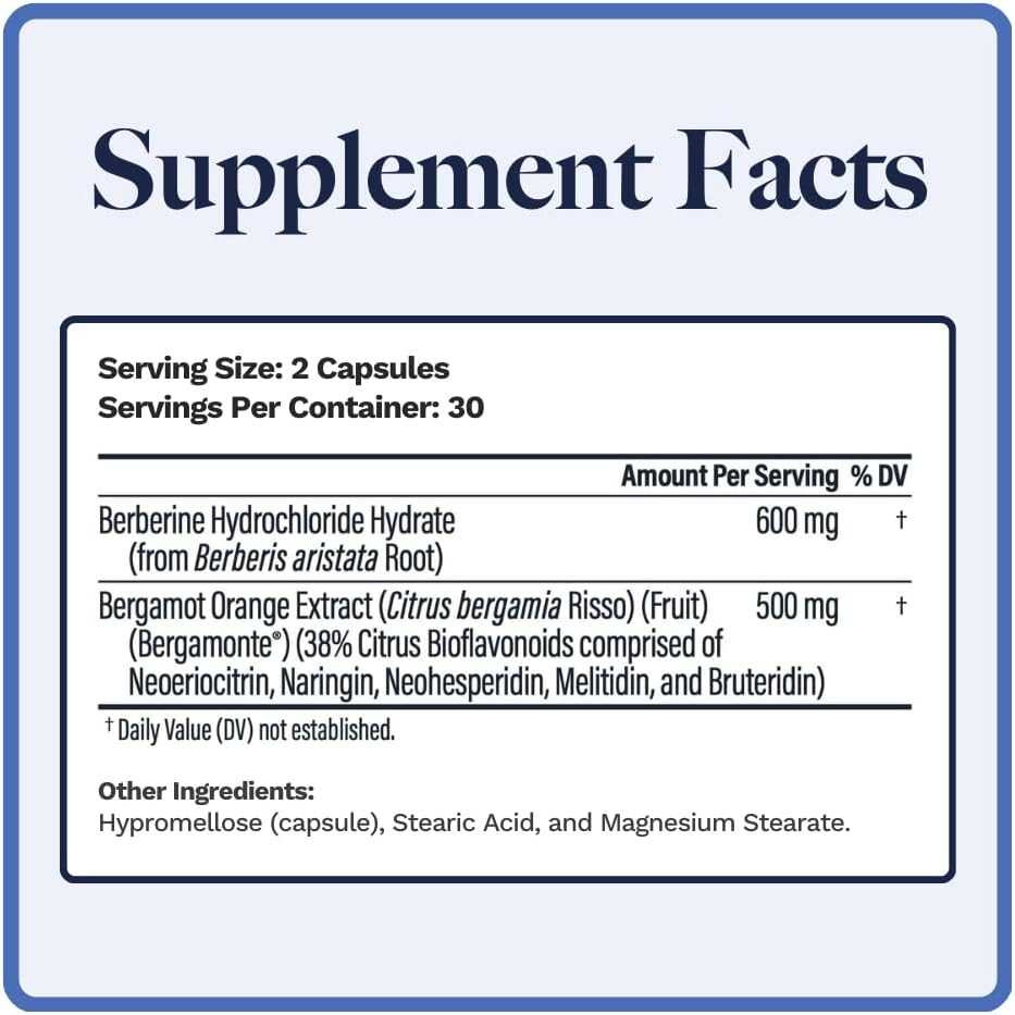 Utzy Naturals Berbercol Supplement with Citrus Bergamot, Berberine, Nattokinase, and Omega 3 Fish Oil - 500mg/100mg