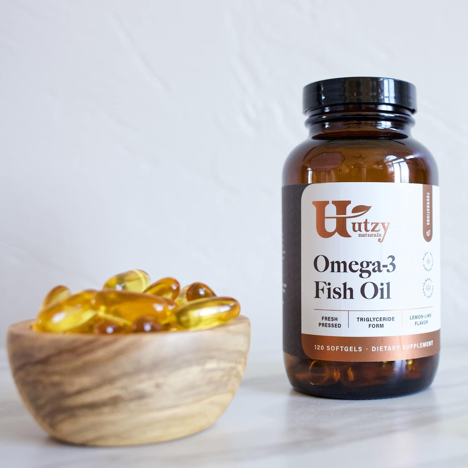 Utzy Naturals Berbercol Supplement with Citrus Bergamot, Berberine, Nattokinase, and Omega 3 Fish Oil - 500mg/100mg