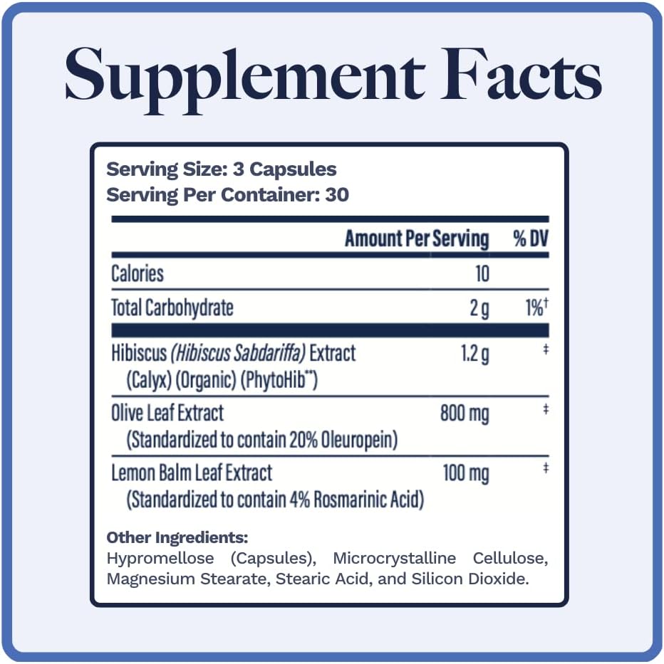 Utzy Naturals Hiburil | Support Healthy Blood Pressure | Olive Leaf, Hibiscus, Lemon Balm Extracts | 30 Servings