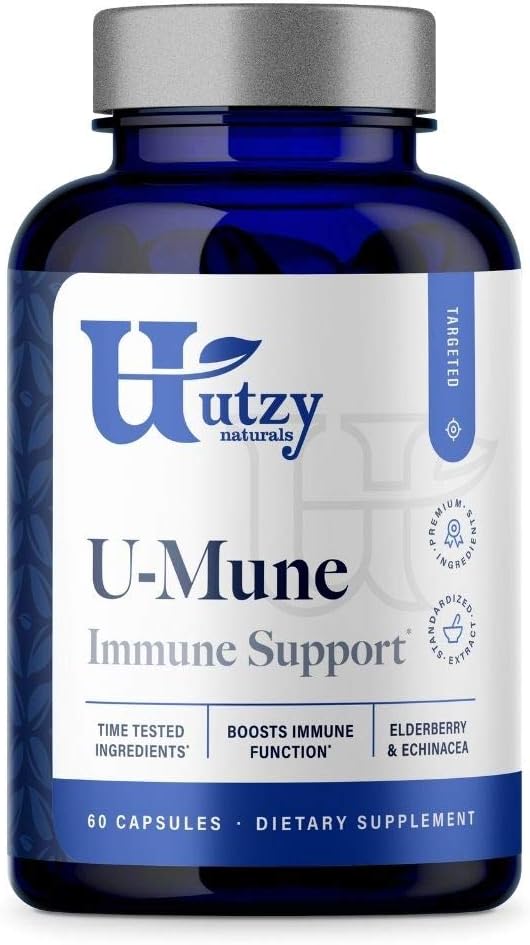 Utzy Naturals U-Mune Immune Support Supplement with Elderberry, Echinacea, and Oregano | USA Made | 3rd Party Tested | 60 Capsules