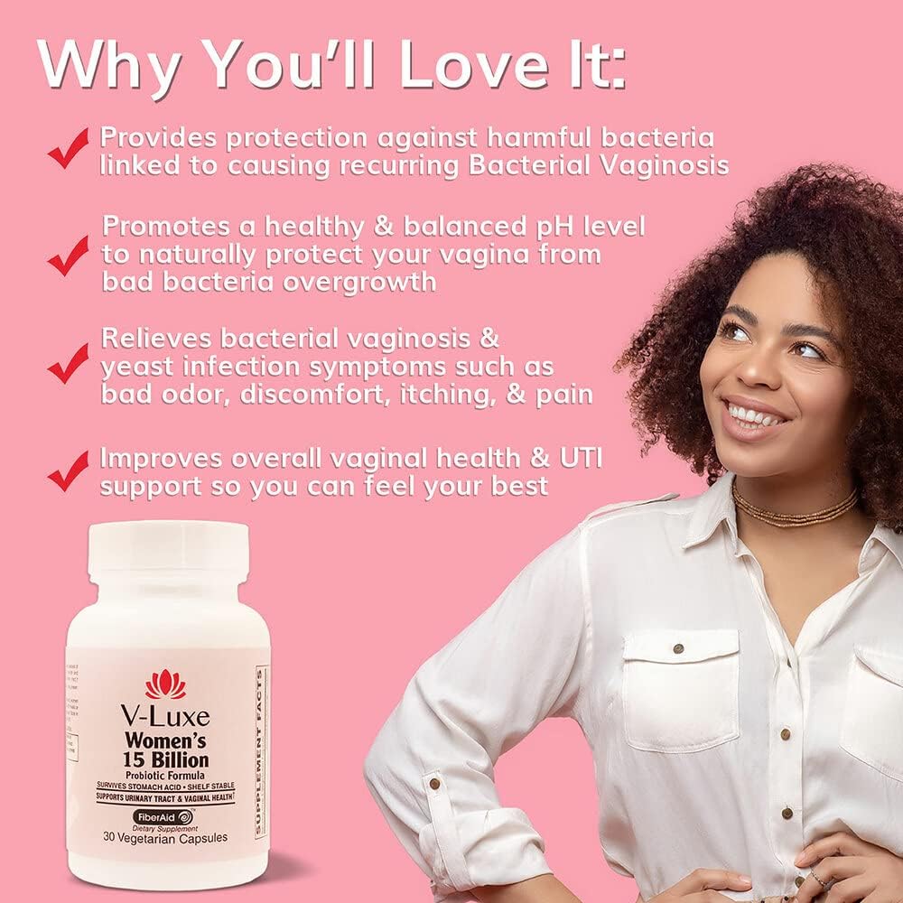 V-Luxe Probiotics: 50 Billion CFU for Women's Health - Natural Remedy to Balance pH & Prevent Infections | 30 Day Supply
