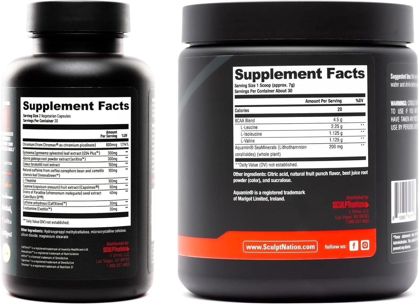 V Shred Sculpt Nation Burn Evolved 2.0 & BCAA Powder Fruit Punch Combo Pack