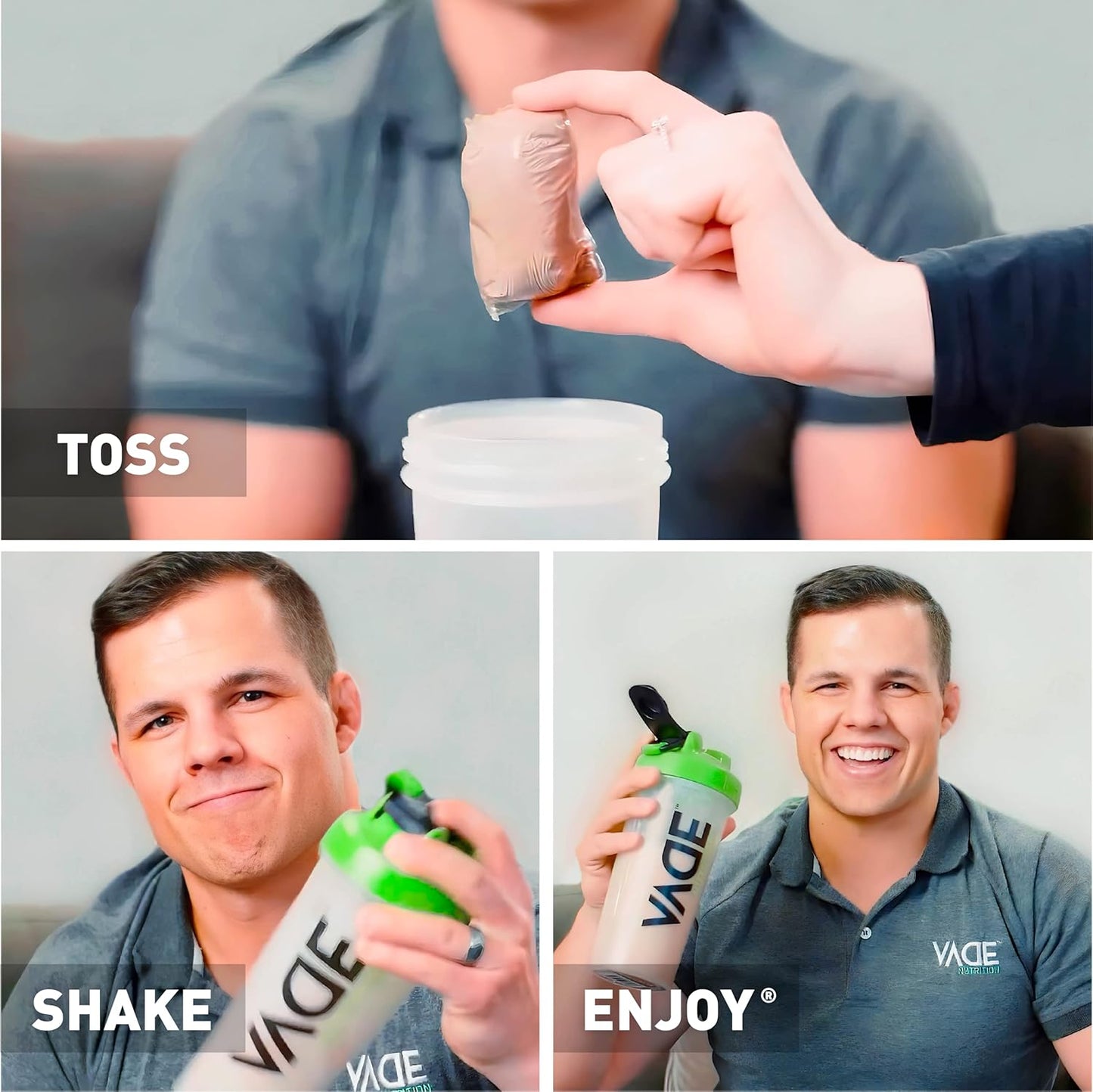 VADE Nutrition Dissolvable Protein Packs - Vanilla Milkshake Whey Isolate Powder - 30 Packets, Low Carb, Low Calorie