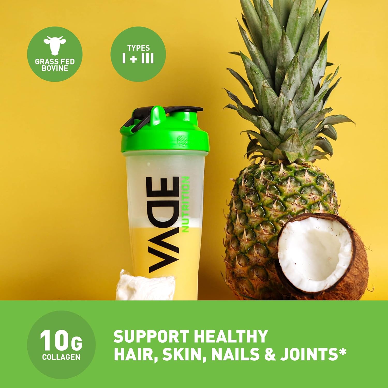 VADE Nutrition Keto Collagen Peptides Powder Packs with MCT Oil - Grass Fed Hydrolyzed Supplement for Hair Skin Nails Joints - Dairy & Gluten Free - 28 Packets (Piña Colada)