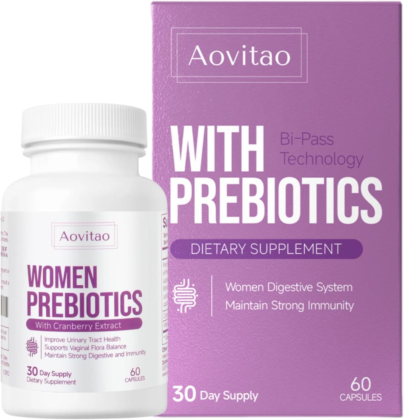 Vaginal Probiotic Capsules for Women - 60 Billion CFU Gut Health and Ph Balance Support with Prebiotics - Digestive and Urinary Tract Wellness