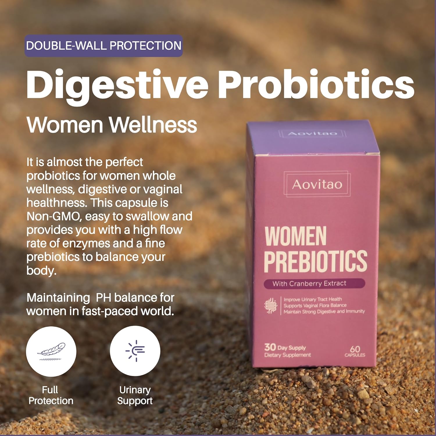 Vaginal Probiotic Capsules for Women - 60 Billion CFU Gut Health and Ph Balance Support with Prebiotics - Digestive and Urinary Tract Wellness