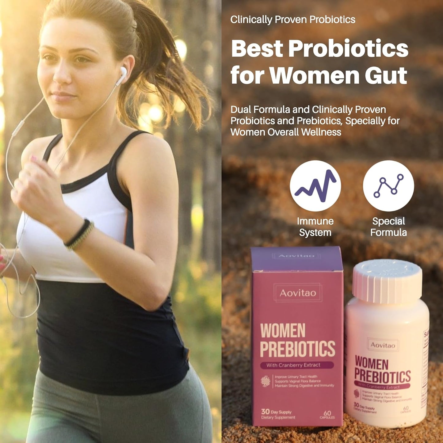 Vaginal Probiotic Capsules for Women - 60 Billion CFU Gut Health and Ph Balance Support with Prebiotics - Digestive and Urinary Tract Wellness